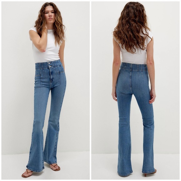 Free People Denim - Free People We the Free Jayde Flare Jeans 28 Retro High Rise Hippie Bohemian